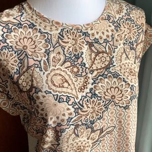 Zara Two-Pattern Paisley Floral Top